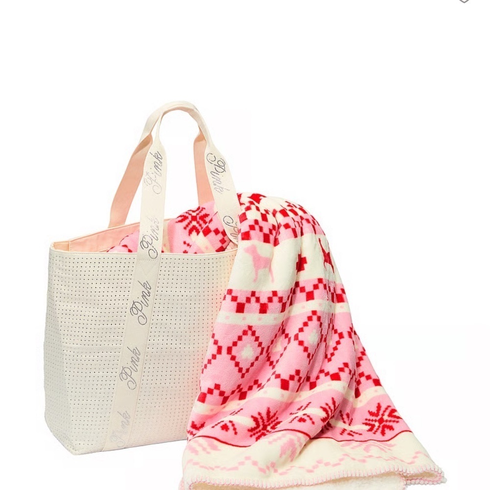 Black Friday 2025 VICTORIA'S SECRET Pink Cozy Plush Blanket and Bling Tote Bag